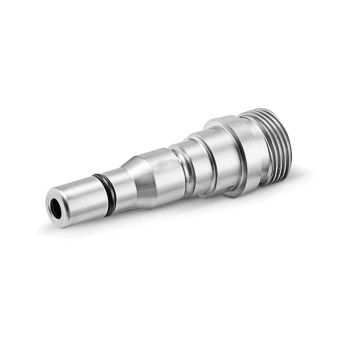 Plug for quick coupling system, made of hardened stainless steel